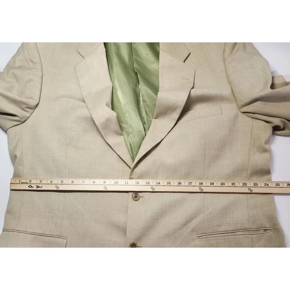 Alan Flusser Mens‎ Size 48L Beige/Tan Polyester/Viscose Blazer